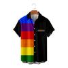 Men Summer Shirt Color Matching Bright Colors Turn-down Collar Single-breasted Short Sleeves Cooling Buttons Rainbow Color Plus Size Beach Shirt