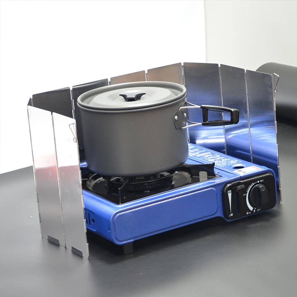 6-16 Plates Foldable Gas Stove Windshield Outdoor Camping Cooking Burner Windproof Screen Aluminium Alloy Stove Wind Shield