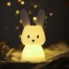 Cute LED Night Light Silicone Rabbit Touch Sensor Lamp Animal Light Bedroom Decor Gift for Kid Baby Child Table Lamp Home