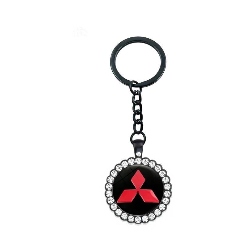 Diamond Car Keychain Pendant Key Ring Holder for Mitsubishi Pajero L200 Outlander ASX Eclipse Montero Ralliart Starion Galant