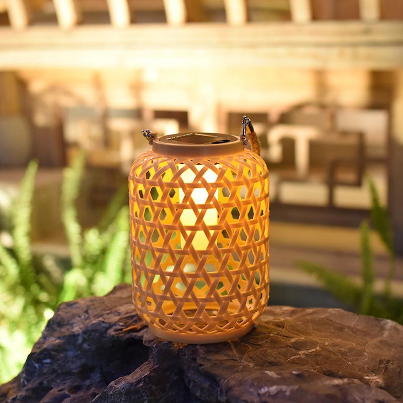 Rattan Solar Lanterns Outdoor Hanging Solar Bulb Lights Waterproof Country Decor Solar Light Decoration For Garden Yard Patio