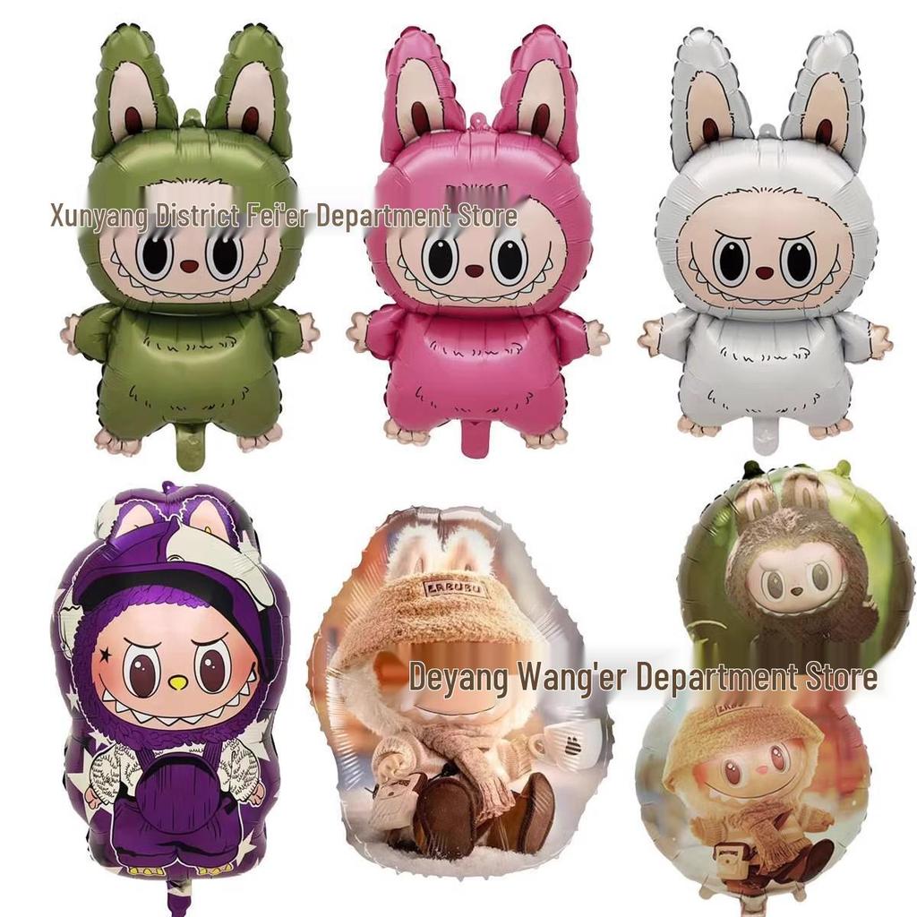 Очаровательное мультяшное украшение из фольгированного шара Лабубу для зимней вечеринки по случаю дня рождения