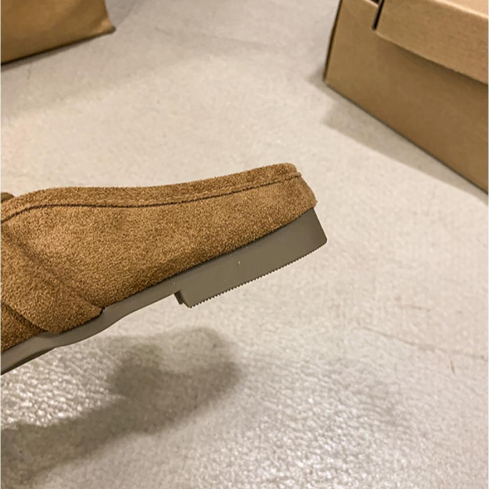 JMXD-bow Bag Head Half Slippers Женская верхняя одежда, весенне-летние замшевые тапочки в стиле феи на плоской подошве в стиле ретро