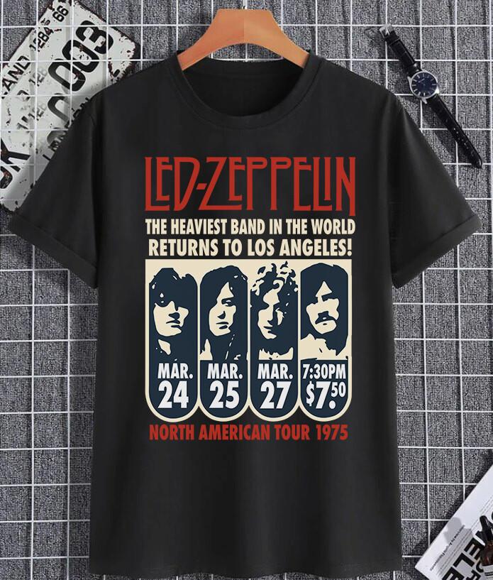 Футболка Led Zeppelin - Классическая футболка Led Zeppelin - Унисекс футболка с тура Led Zeppelin 1975 года