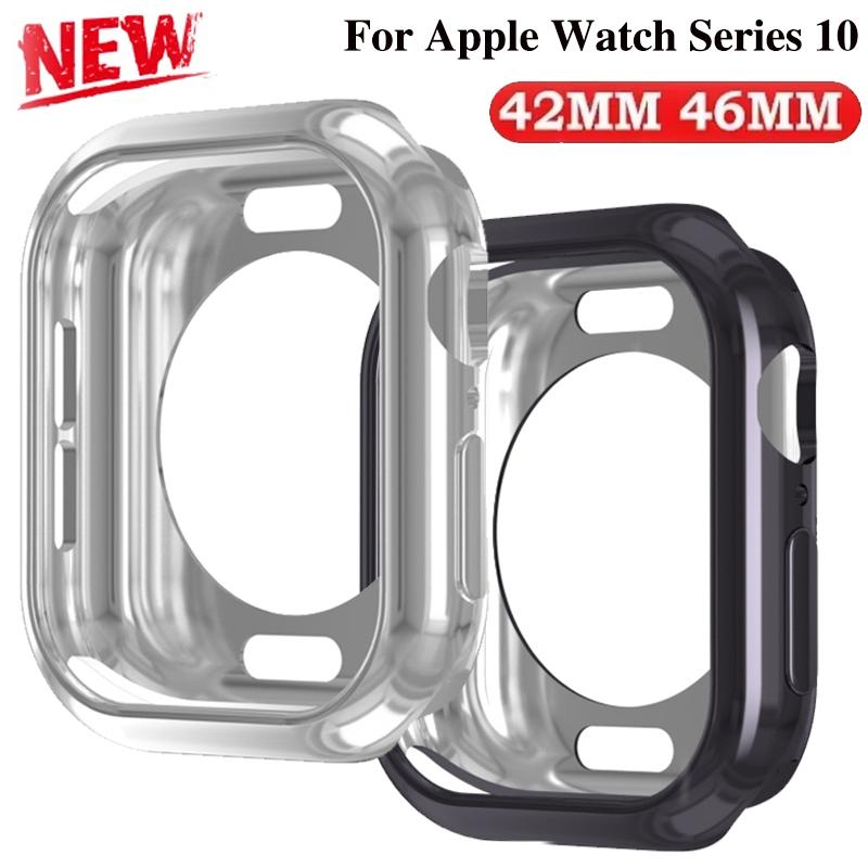 Защитная крышка для экрана для Apple Watch серия 10 42 мм 46 мм ТПУ бампер бампер Чехол-защита экрана iWatch 10 42/46 Аксессуары