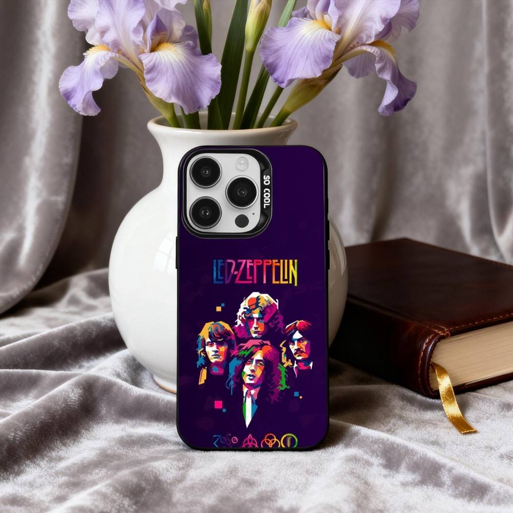 Крутой чехол для телефона Rockin L-Led Z-Zeppelin BAND для iPhone17,16,15,14,13,12,11 Plus,Pro Max Конфетный Серебряный Покрытие Внутри