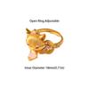 Golden Rhinestone Opening Ring Textured Animal Ring Creative Vintage Metal Ring  Daily