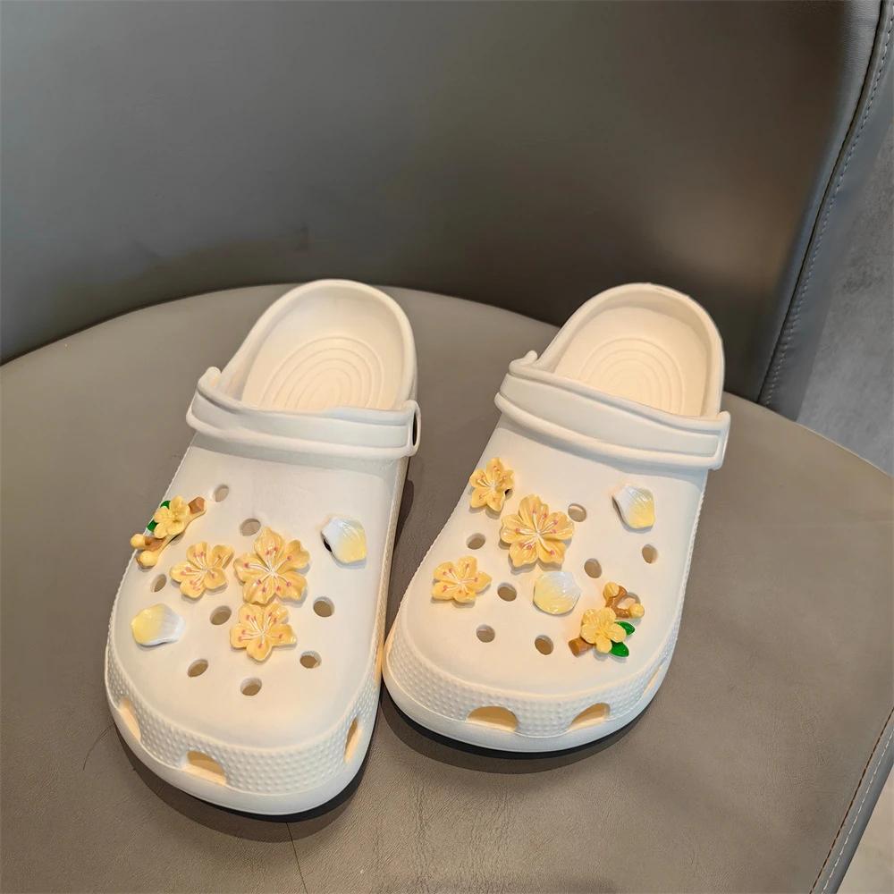 Очарование для обуви, булавки «сделай сам», украшение в виде цветов вишни и персика, пряжка для обуви с отверстиями, набор подвесок, аксессуары, подарок для мальчиков и девочек