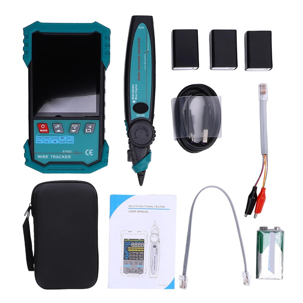 Network Cable Tester with POE Voltage Detection, Wire Tracker, RJ45 Length Measurement (400m), Cable Continuity Test,