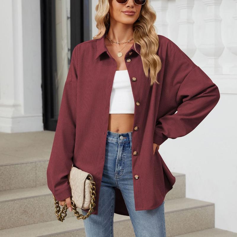 Однотонный повседневный дышащий кардиган-пальто для женщин с воротником, длинным рукавом, на пуговицах, свободный кардиган-рубашка, модное простое мягкое удобное пальто