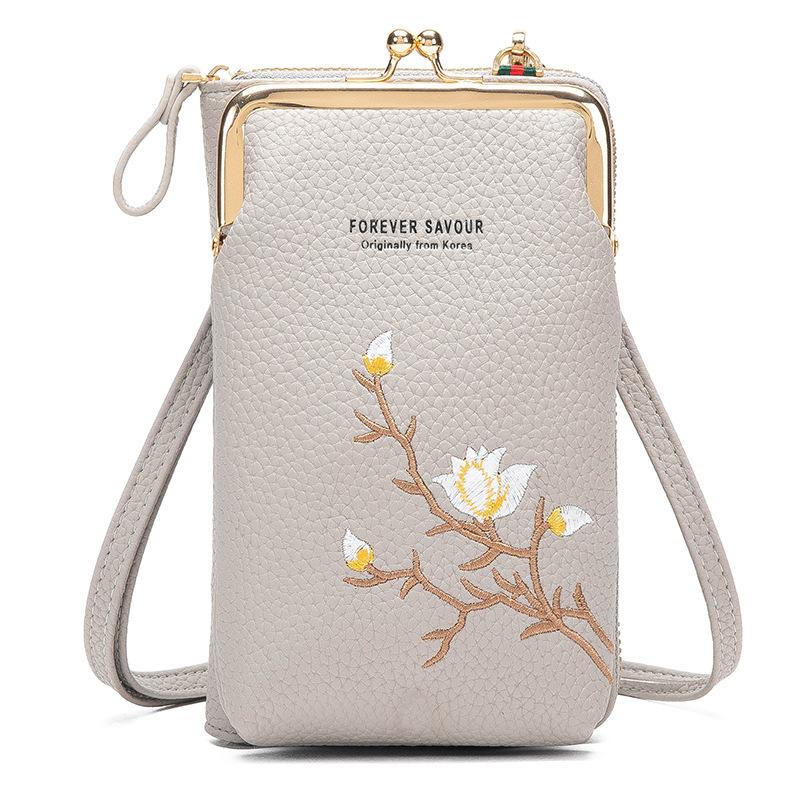 Floral Embroidered Cellphone Bag, Mini Fashion Crossbody Bag, Women's Casual Handbag, Card Holder & Purse Wallet