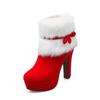 Fashion Winter Women Ankle Boots High Heels Platform Shoes Femme Warm Fur Short Boots Red Black Ladies Party Shoes Plus Size