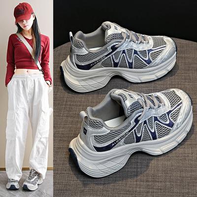 Универсальные трендовые кроссовки для папы корейская версия платформа 2025 новая летняя мода повседневная обувь интернет-знаменитость дышащие спортивные женские