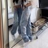Джинсы с граффити для мальчиков уличный хип-хоп свободный прямой дизайн длинные брюки хай-стрит хулиганский стильный tide nz-P