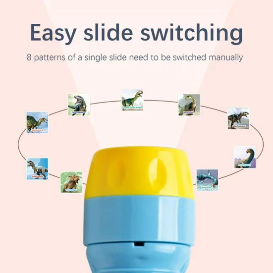 Kids Flashlight Toy with Dinosaur Animal Patterns Slide Projector Educational Fun
