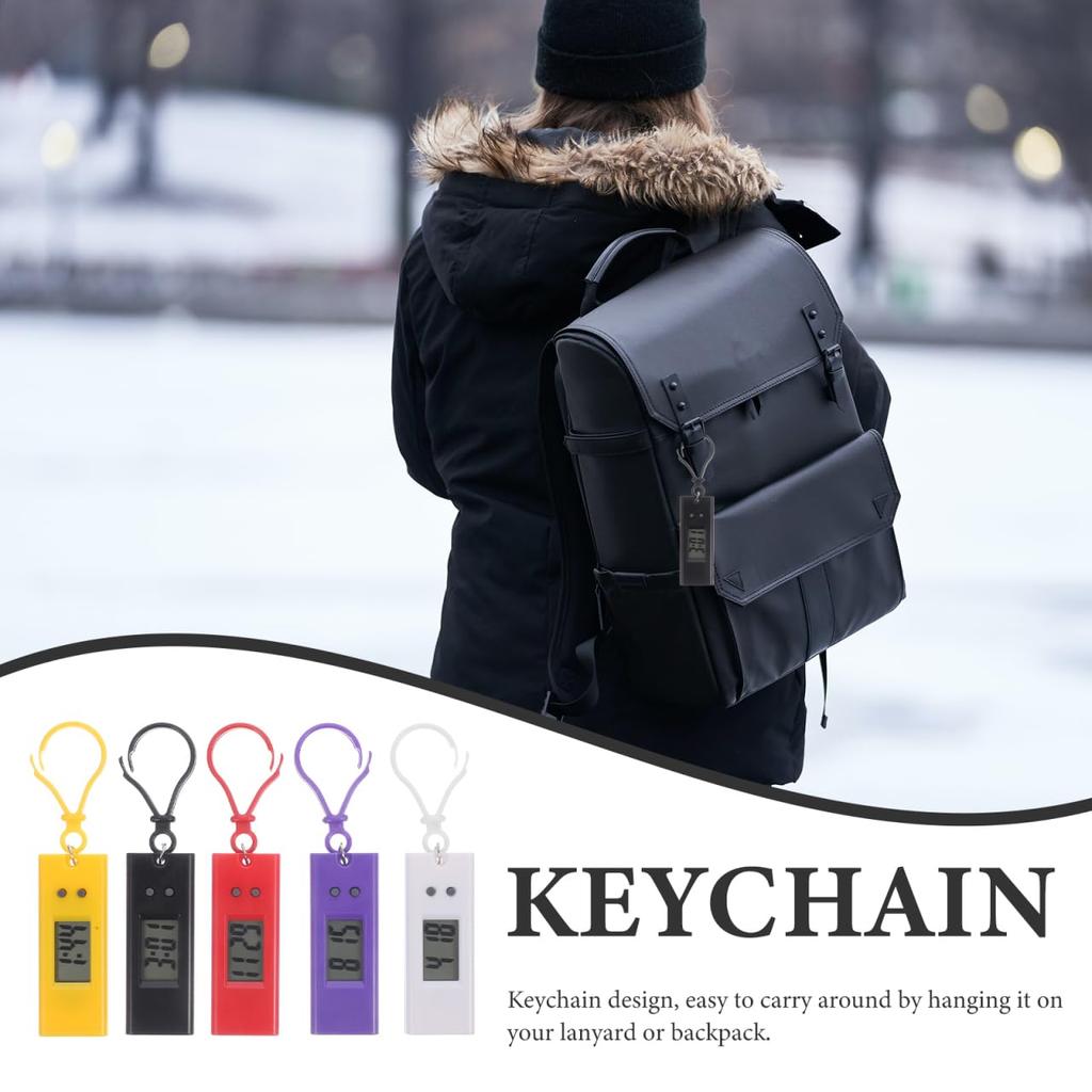 POPETPOP Брелок Цифровые часы, Легко читаемые, для наплечных сумок, рюкзаков и походных сумок, Набор из 5 штук (Случайные цвета)