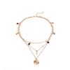 Women's Necklace Retro Style Disc 3-layer Geometric Cactus Colored Gemstone Necklace