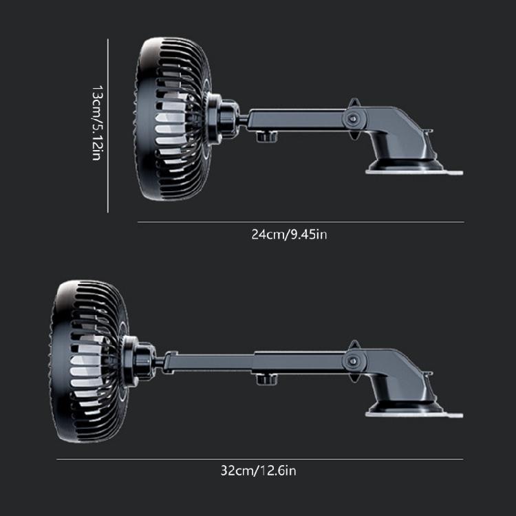 Car Dashboard Windscreen Mount Cooling Fan Suction Cup Fan 3 Speed Adjustment USB Air Circulator Fan 360 Degree Rotating