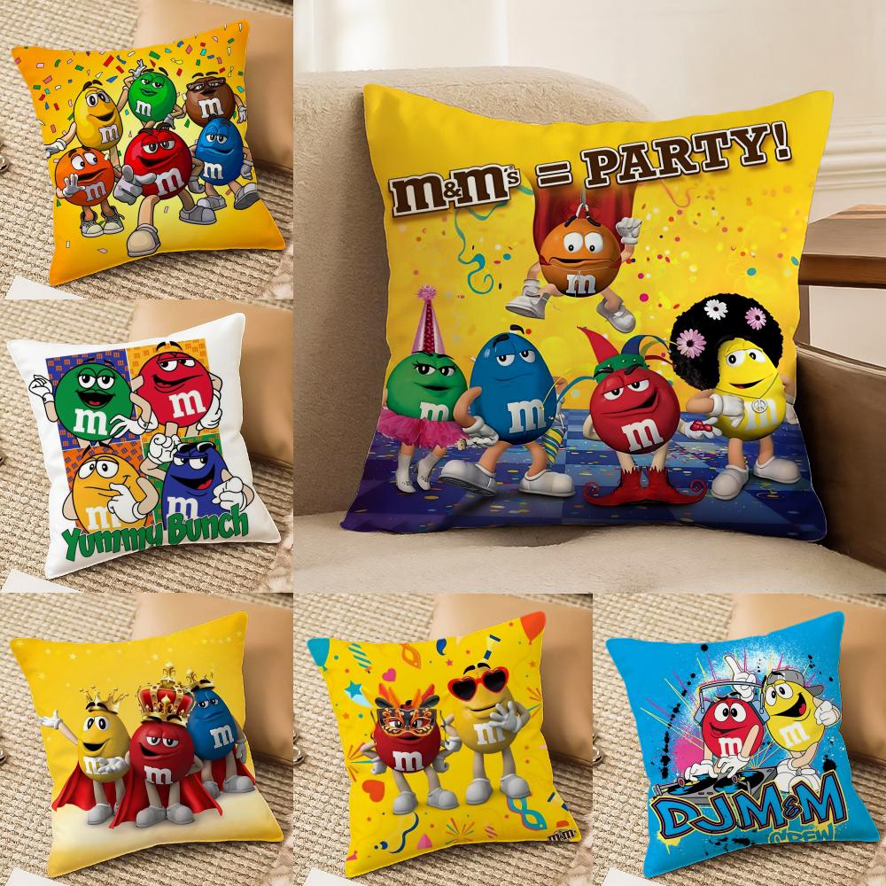 Cute Funny MMS Chocolate Cushion Cover Silky elegant Comfort Sofa Bed Invisible zipper Beach pillowcase