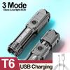 Super Bright ABS Strong Light Focusing Led Flashlight Outdoor Portable Home Built-in Battery Rechargeable Torch