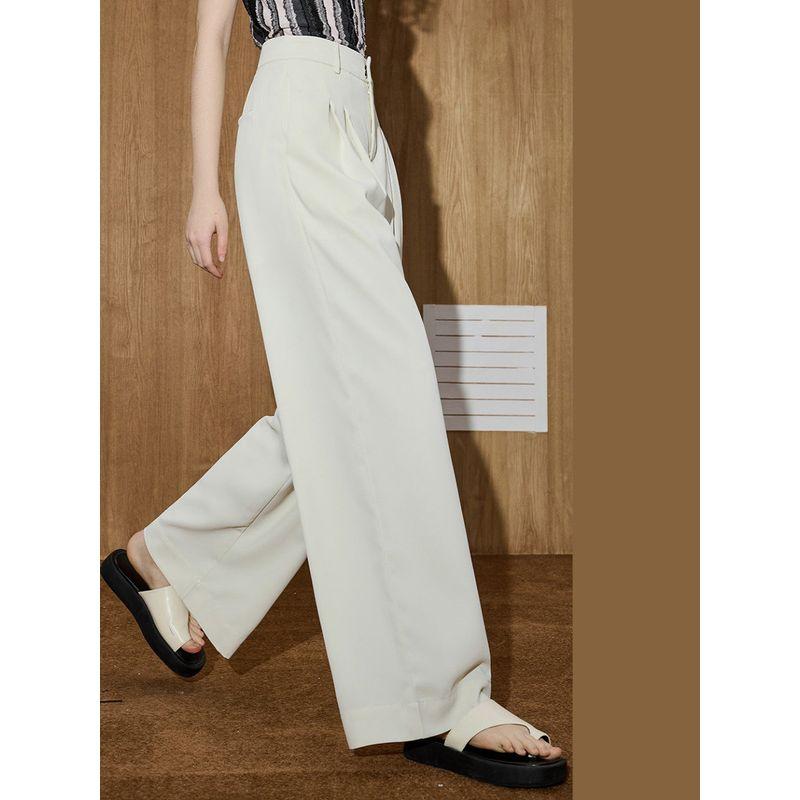 Coolhut Loose Casual Slimming Straight Wide-Leg Pants High-Waisted Drapey Dress Pants 2025 Women's Casual Pants Thin Style