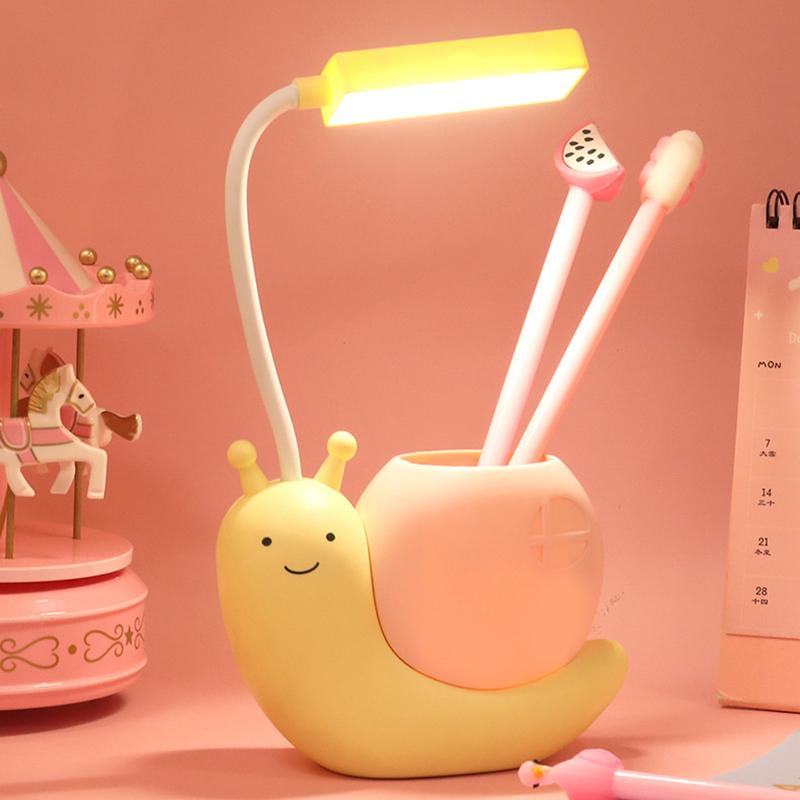 2-в-1 держатель для ручек с зарядкой в виде улитки, настольная лампа, складная защита для глаз от USB, ночник для спальни, ночник для чтения