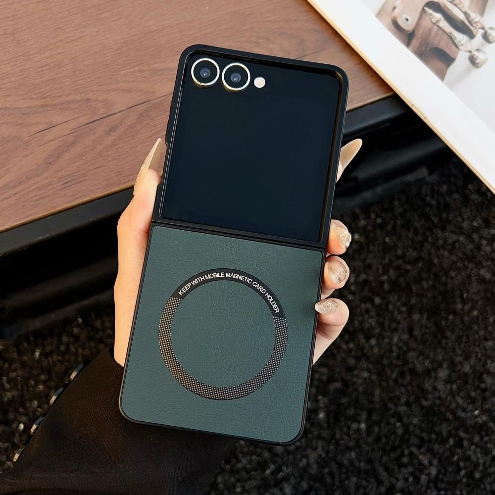 Роскошный Магнитный Матовый Мягкий Кожаный Чехол для Телефона Samsung Galaxy Z Flip 7 6 5 4 3 Для Беспроводной Зарядки Magsafe Защитный Чехол