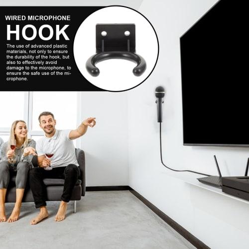 Gerinkoken Microphone Hanger (2-Piece Set), Wall-Mounted Microphone Hanger, Storage Stand, Clip, Wireless, Home Use, Dedicated Hook, Bracket, Clamp, F