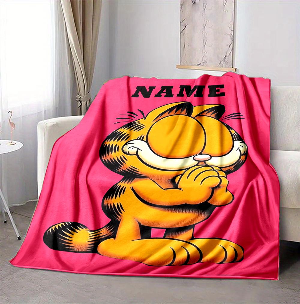 Custom Name Garfield's Attitude Flannel Blanket Throw Blanket Soft Warm Sofa Bed home Decor Unique Gift