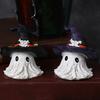 Halloween Ornament Ghost Mage Style Resin Statue Playful Smile Face Figure Lightweight Halloween Party Decor