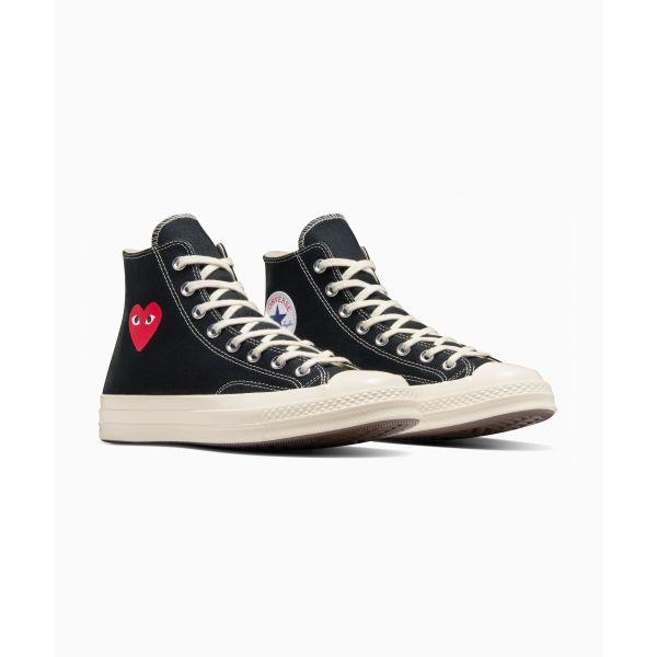 Comme des Garçons PLAY x Converse Chuck 70 High Single Heart - Черные Унисекс Кроссовки Красная Цапля A08801C