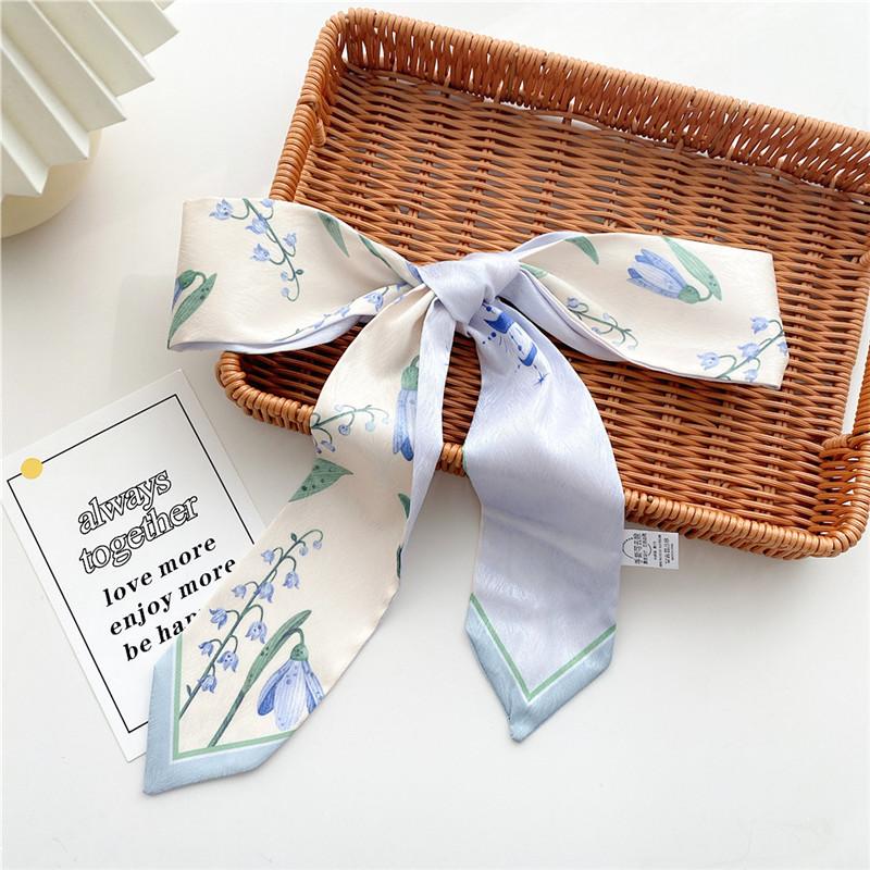 Thin Narrow Long Scarf Spring Autumn Bag Waist Belt Ribbon Hair Tie Scrunchies Headband Scarves Neck Wraps Neckerchief Headscarf