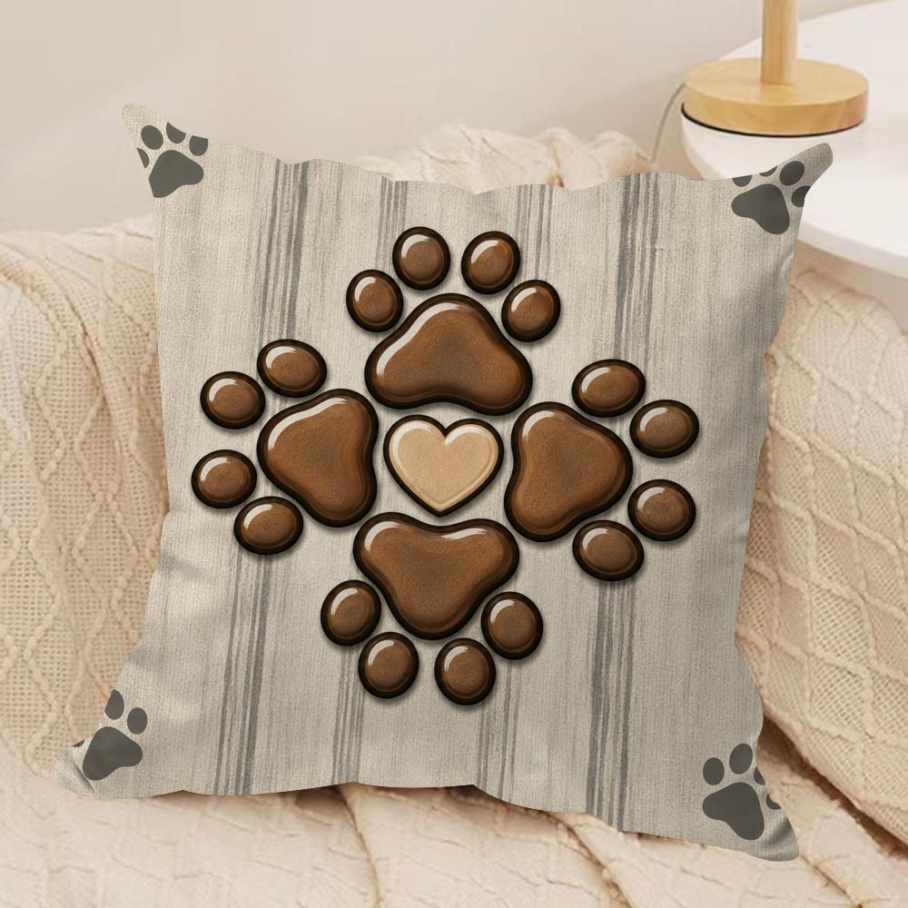 Rustic Paw Prints Cushion Cover Pillow Case Short Plush Square Throw Pillow Covers Pillowcase Sofa Home Decor Gift