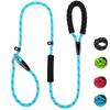Rope Leash Reflective Threads Anti-Choking Dog Leash Slip Lead with Traffic Padded Two Handles