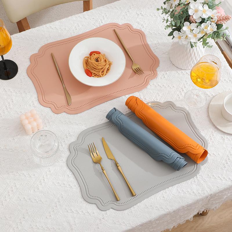 Retro Imitation Leather Placemat Waterproof and Oil-proof Western Dining Mat Nordic Thermal Insulation Mat Table Mat Household Anti-scalding Mat
