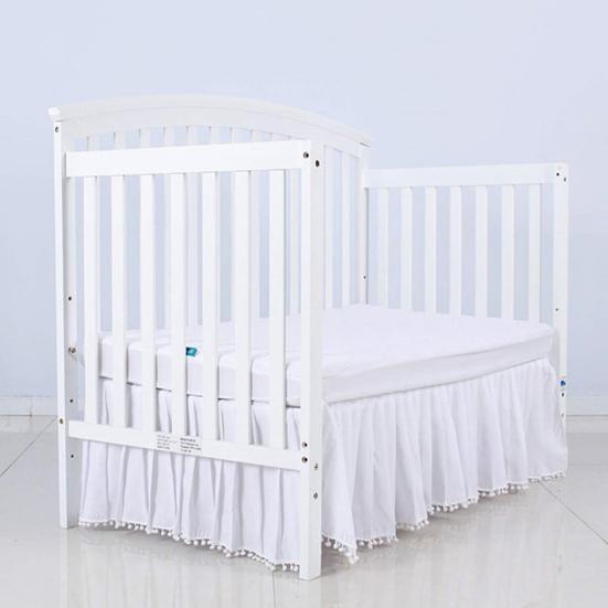 Плюшевая юбка для кроватки с рюшами и шариками, регулируемое эластичное постельное белье для малышей, юбка для кроватки с рюшами, покрывало на кровать для маленьких мальчиков и девочек