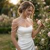 Multi Layer Imitation Pearl Shoulder Chain Beads Bridal Tassel Necklace  Banquet Parties
