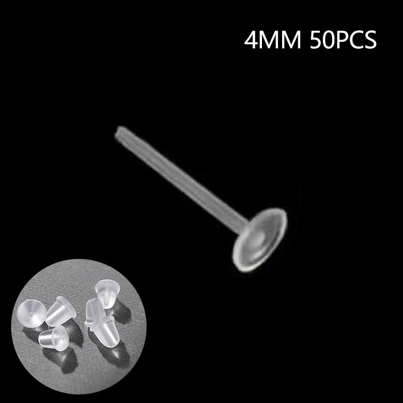 10/20/50/100Pcs Plastic Stud Earring Anti Allergy Ear Protect From Ear Hole Blockage Transparent Earrings Jewelry Parts Decor