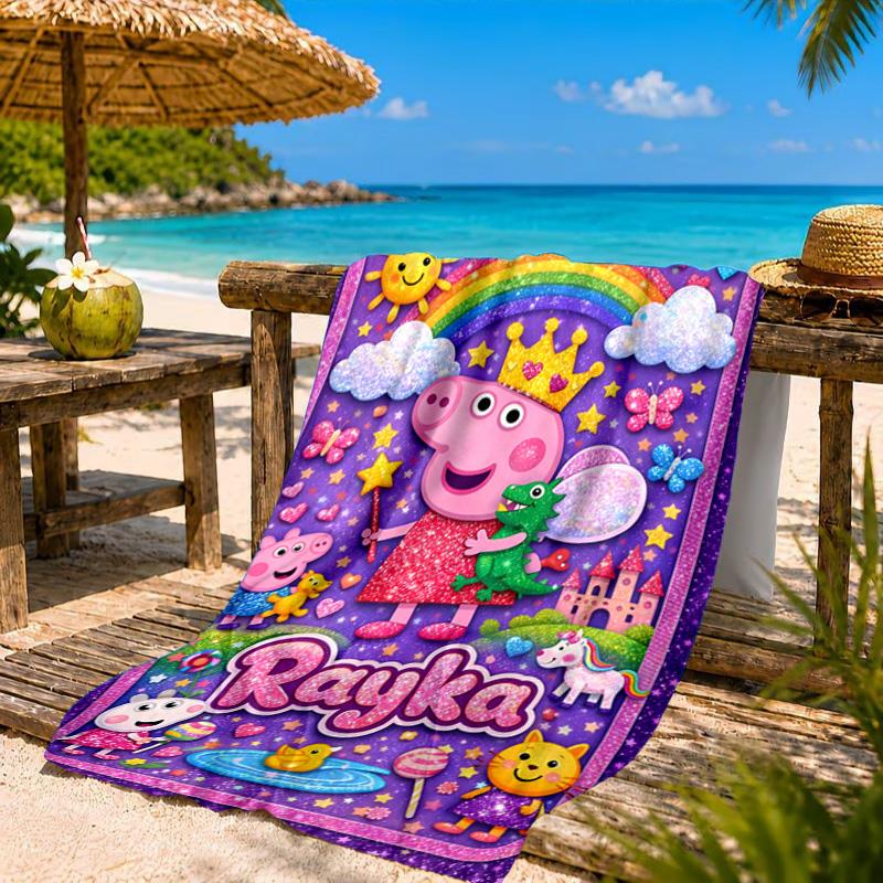Princess Peppa Beach Towel, Quick-drying, Easy to Care for, Suitable for Both Fitness and Beach Vacations,Sports Essential