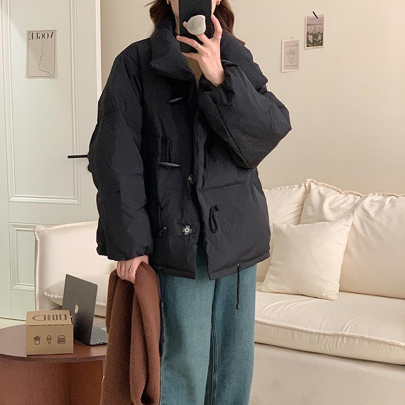 2024 new corner buckle down jacket women's Korean version loose white duck down winter small short student coat