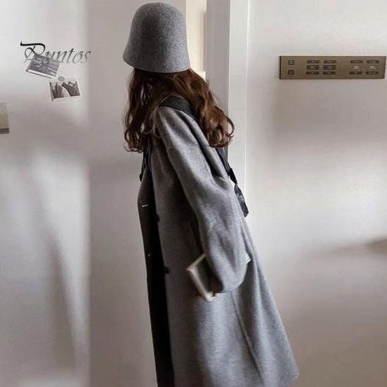 Женское зимнее пальто, двубортное, с отложным воротником, длинными рукавами, на пуговицах, свободный кардиган, шерстяное пальто средней длины для активного отдыха