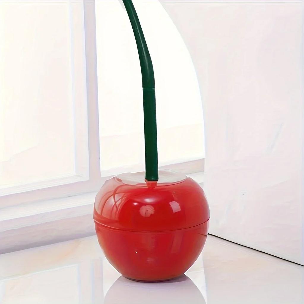 1pc - Creative Cherry Shaped Toilet Brush Set Long Handle Replaceable Nylon Soft Bristle Accessories Bathroom Corner Cleaning