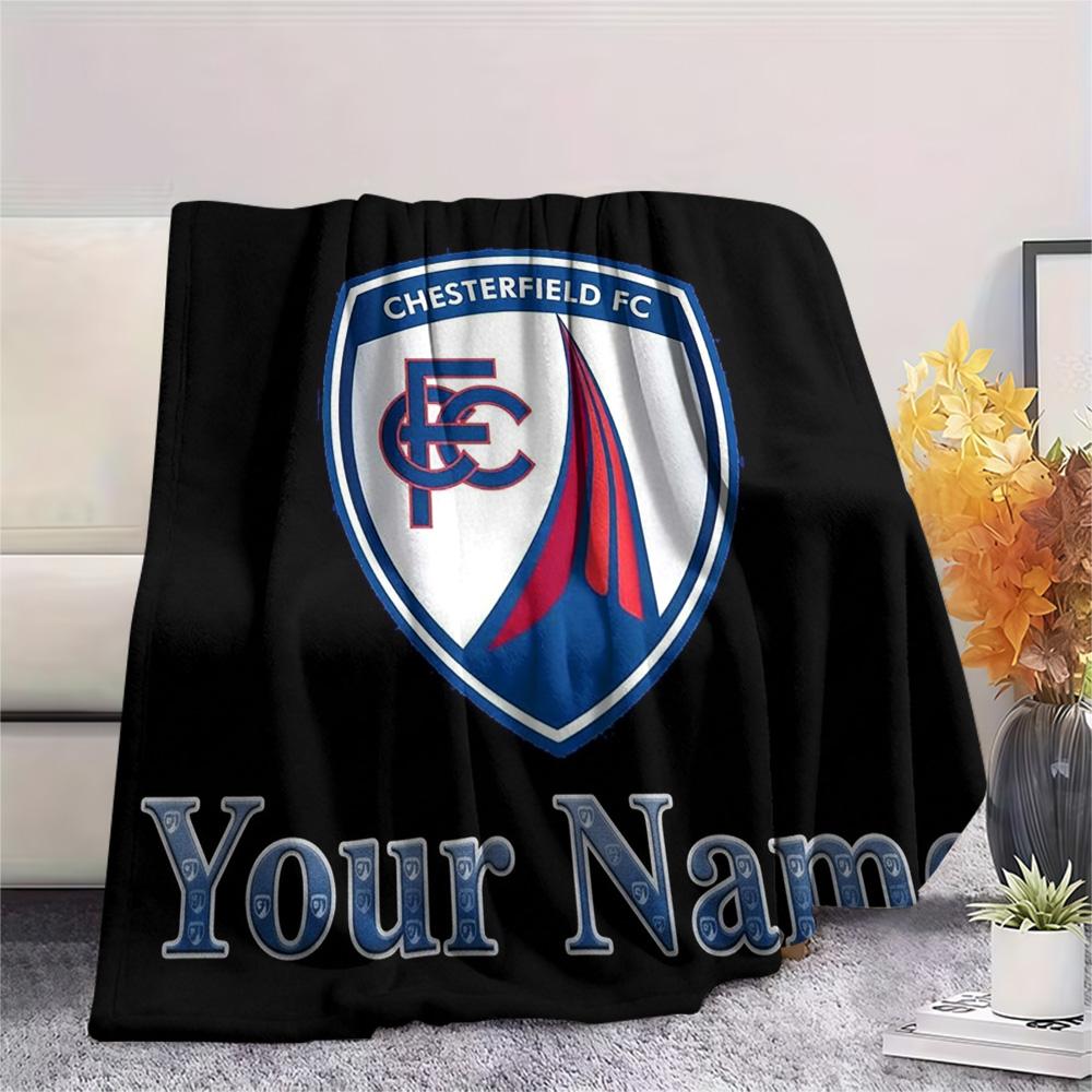 1PC Chesterfield Fc Crest Custom Name Patterned Flannel Blanket Suitable For All Seasons For Home Decor Warmth And Comfort Gifts Holiday Present