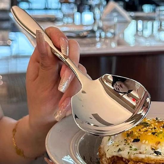 1/2 шт. Ложка из нержавеющей стали с эргономичной ручкой, зеркально-полированный дизайн, фруктовая ложка, сервировочная ложка для вареных яиц, кухонная утварь