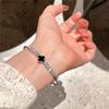 Exquisite Compact Black Four-Leaf Flower Bracelet Square Zirconia Bracelet Elegant Sweet Women's Flower Hand Jewellery