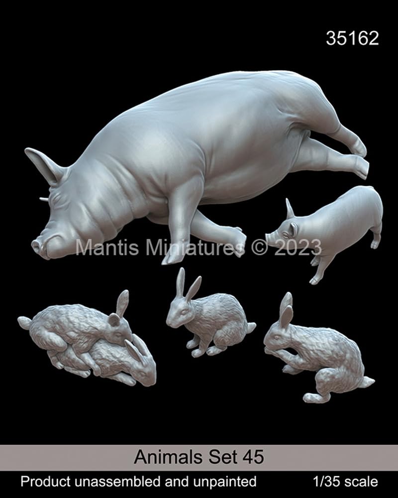 Mantis Miniature S Серия Животные Набор Животных 45 Свинья и Кролик Набор из Смолы Man35162 1/35