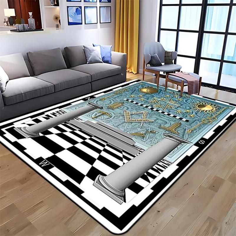 Freemasonry Carpet Masonic Rug Floor Mat Carpet Regtangle Living Room Carpet Bedroom Carpet Home Anti-Slip Carpet Door Mat