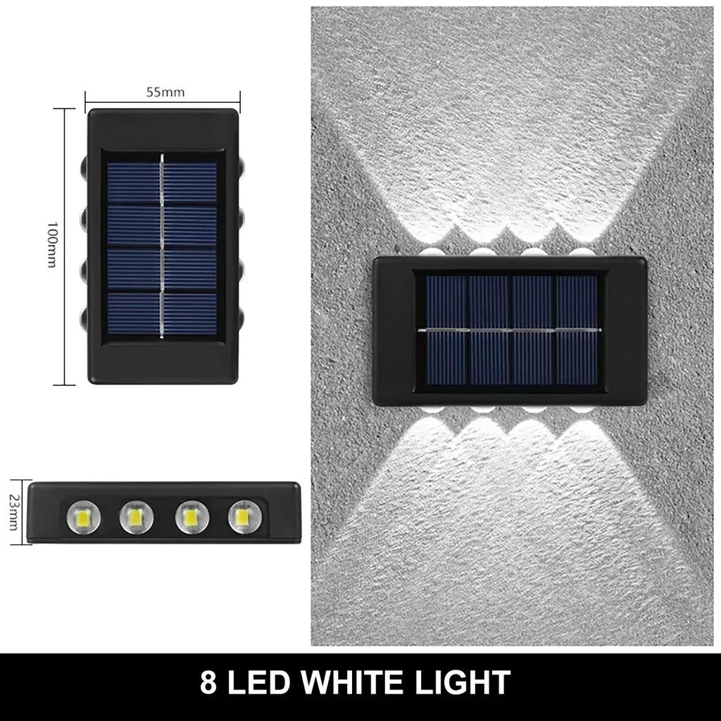 12/10/8/6/4/2 LED Solar Wall Lamp Outdoor Waterproof Up and Down Luminous Lighting for Garden Fence Decoration Sunlight Light