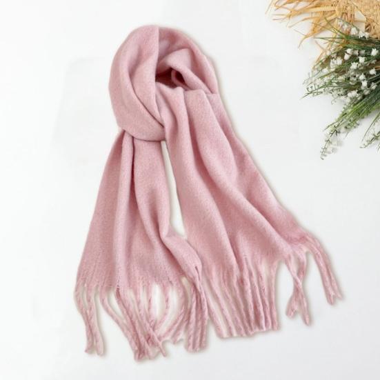 Супер мягкий зимний шарф, однотонный женский элегантный шаль с кисточкой, толстый теплый дышащий шарф, аксессуары для наряда