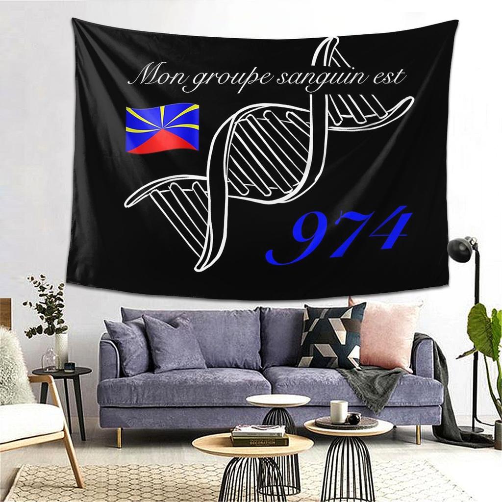 974 Reunion Island Flag Tapestry Decoration Art Aesthetic Tapestries for Living Room Bedroom Home Wall Cloth Wall Hanging